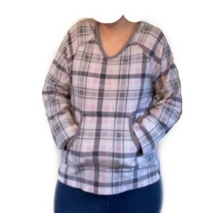 Oscar De La Renta Pink Plaid Lounge Top